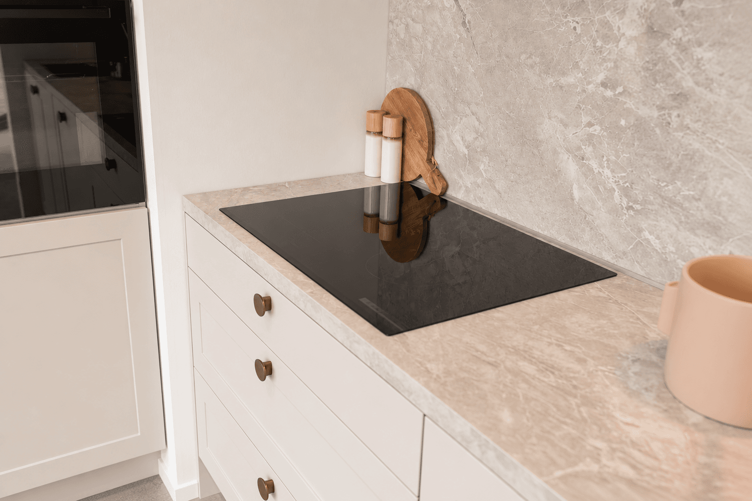 Grijs steenstructuur werkblad