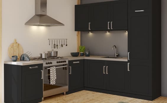 Zwarte landelijke keuken