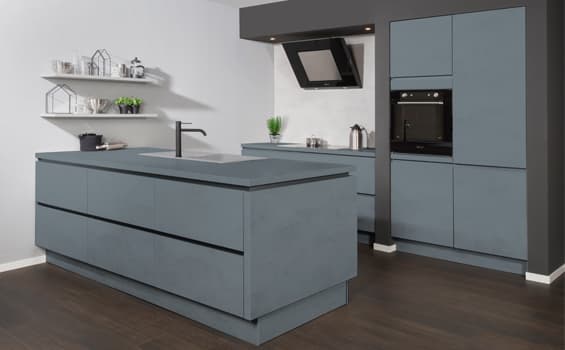 Grijs blauwe keukens