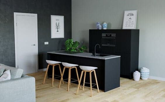 Zwarte moderne keuken