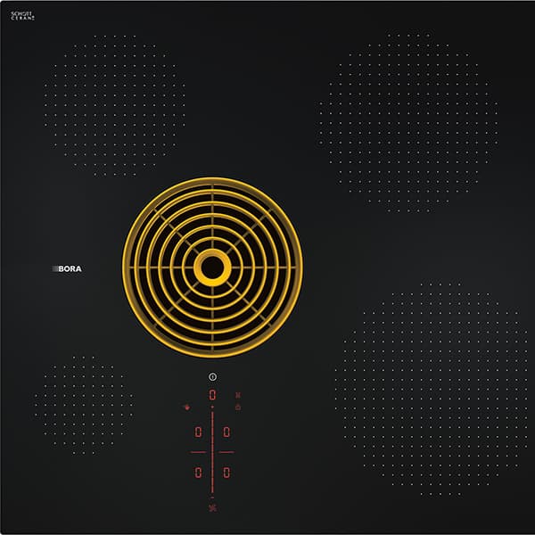 Bij deze nieuwe kookplaat is het kookveld met de instroomsproeiers ook verkrijgbaar in de kleuren lichtgrijs en zonnegeel, waardoor er nu maar liefst 8 verschillende kleuren beschikbaar zijn.