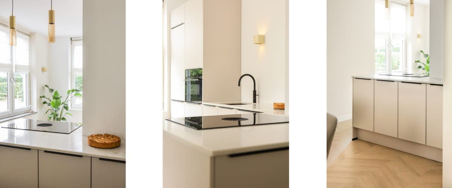 Japandi Chique keuken beige fronten en werkblad