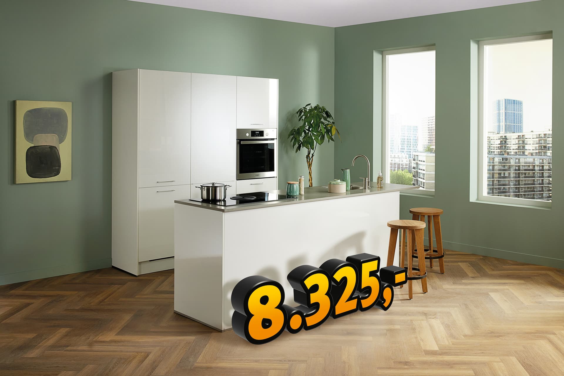 Witte kookeiland keuken