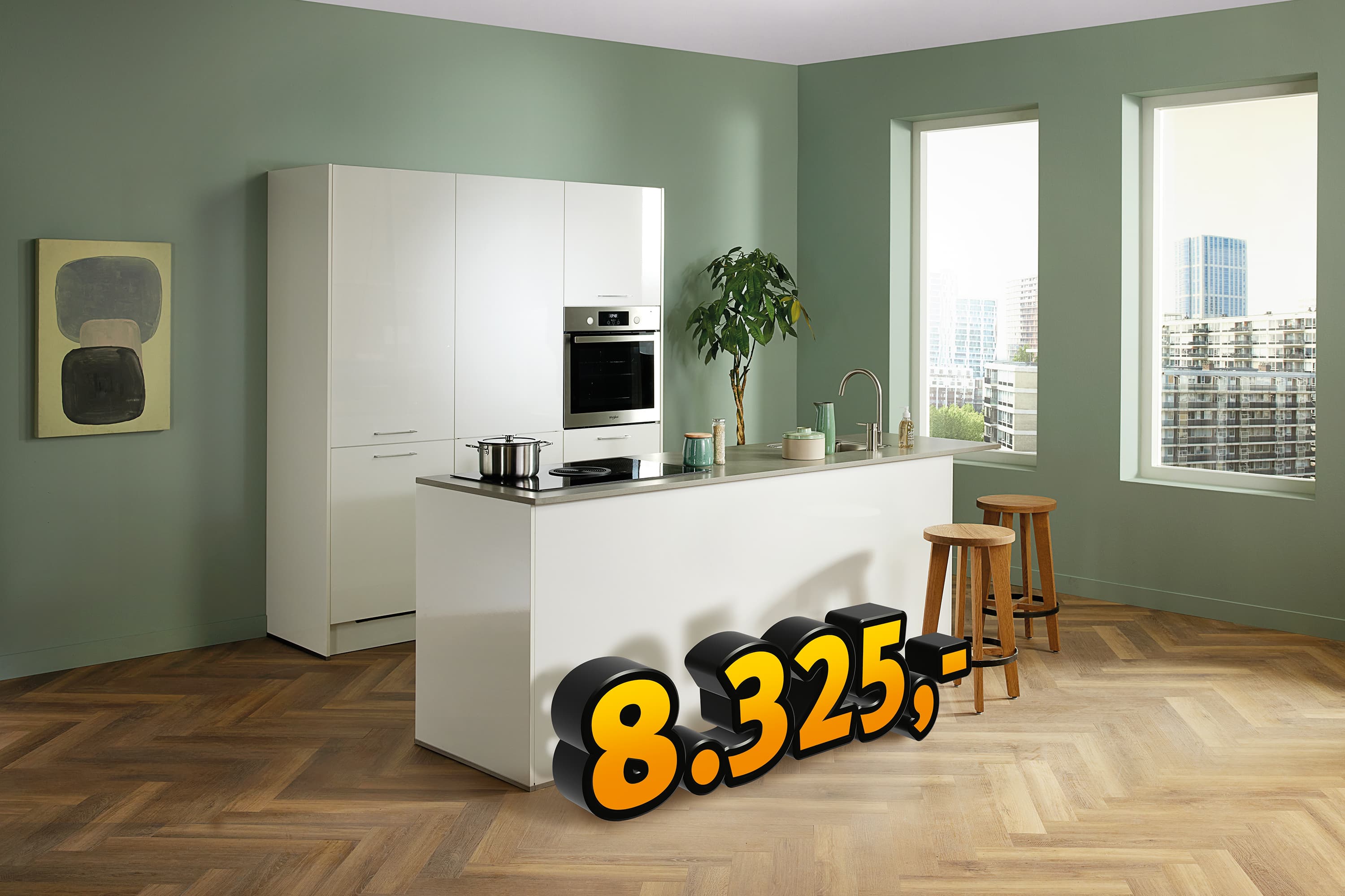 Witte kookeiland keuken