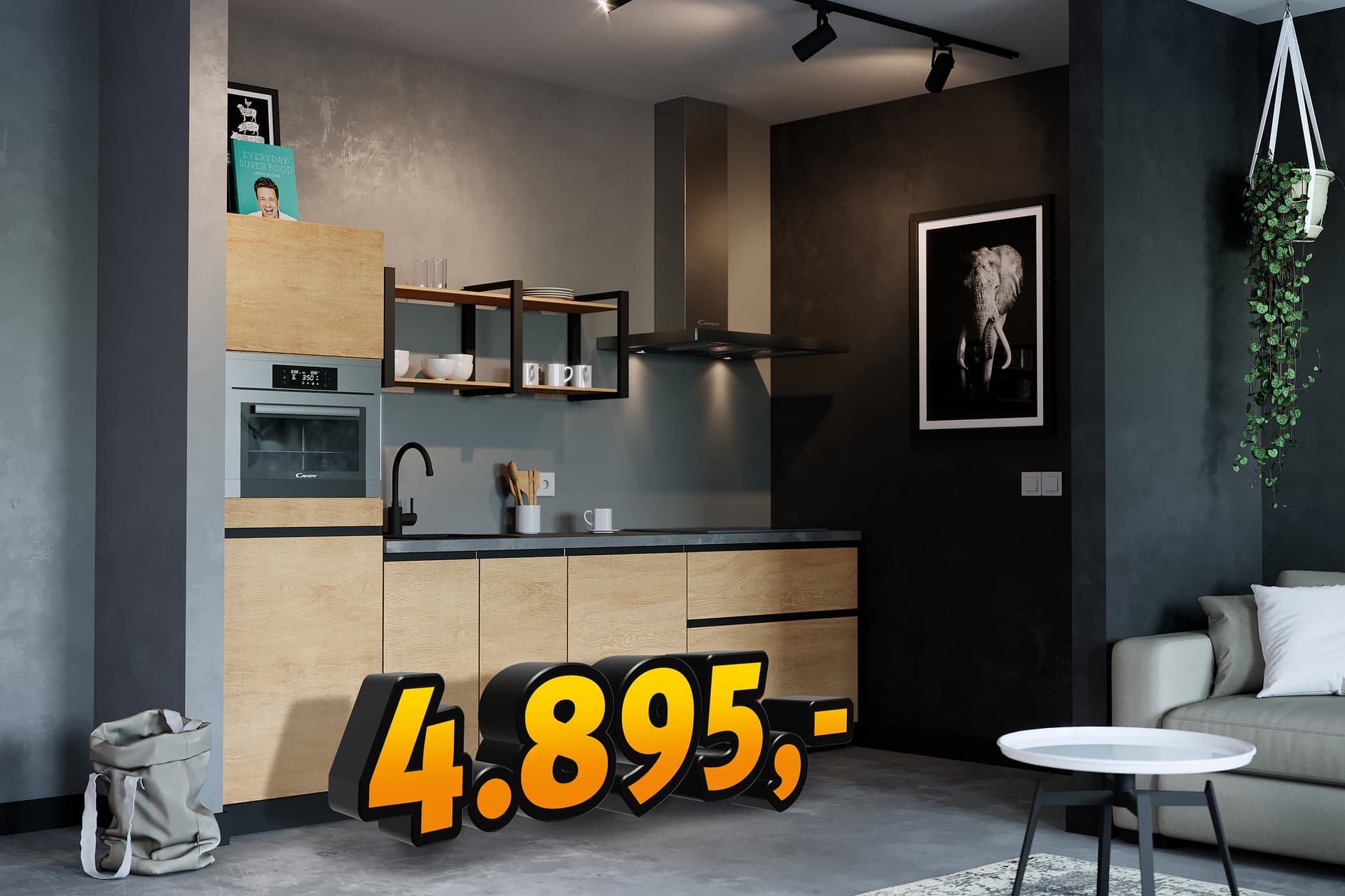 Rechte houten keuken