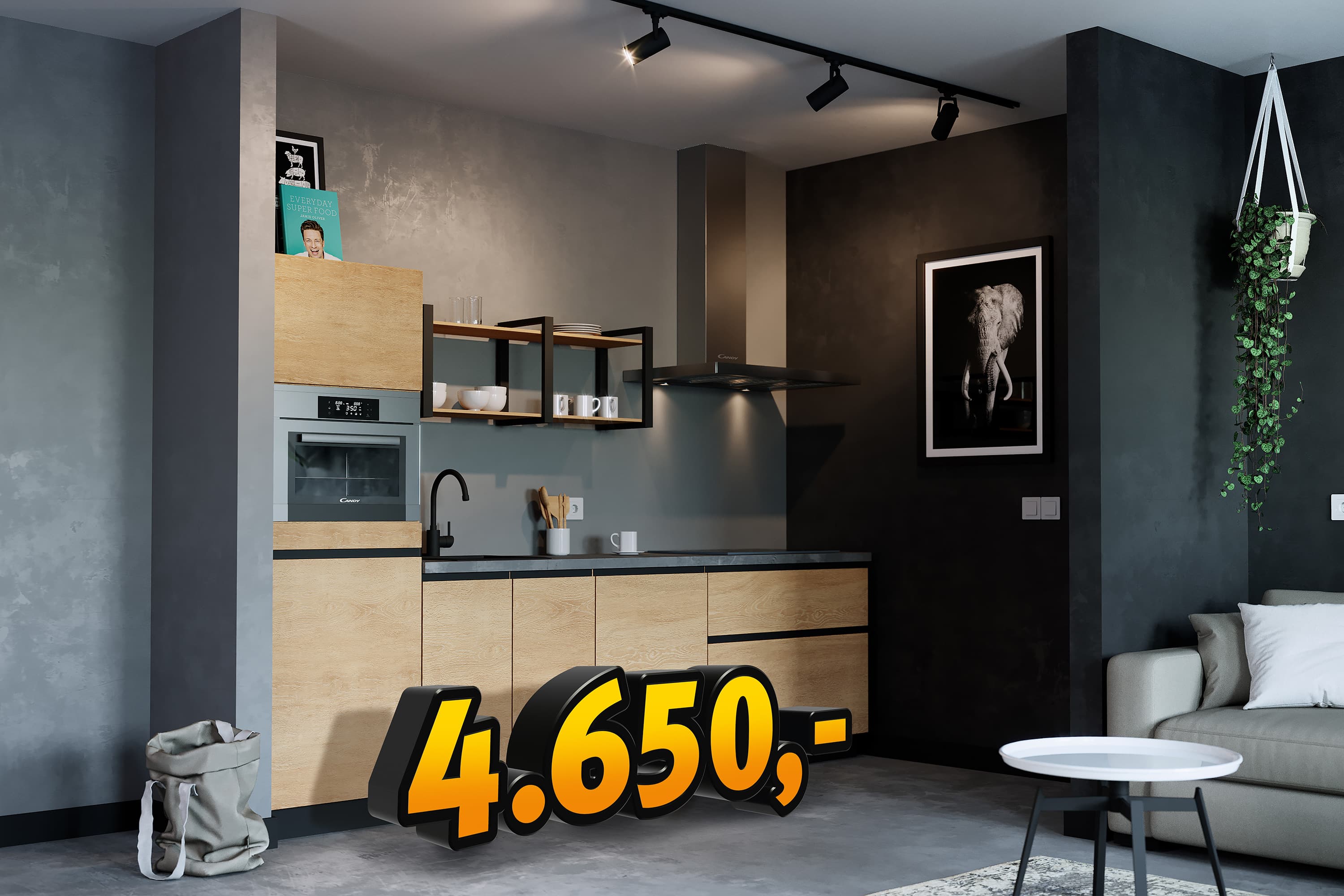 Rechte houten keuken