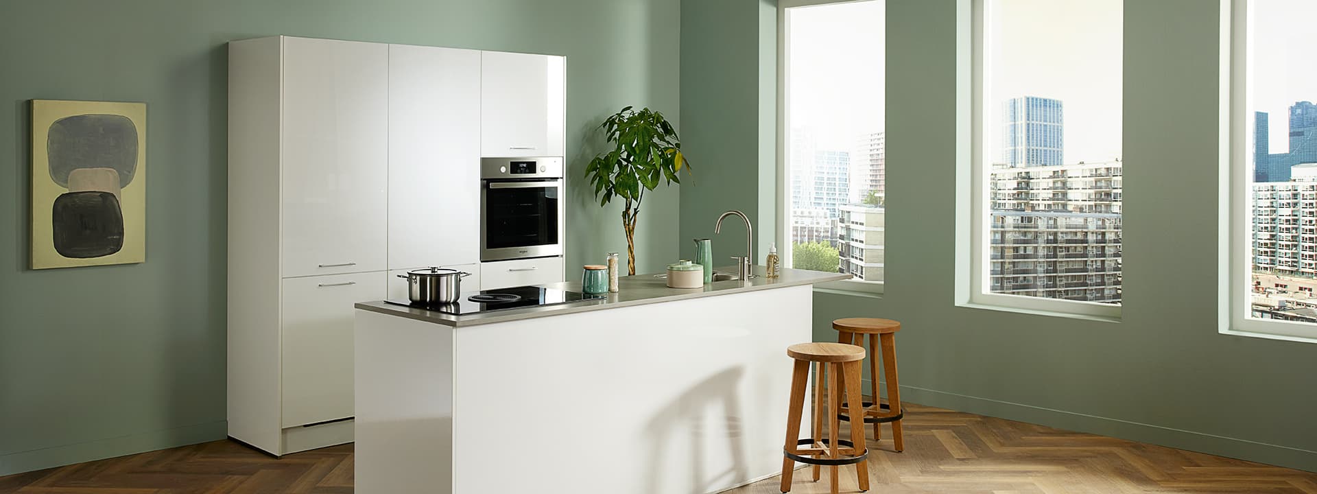 Witte eilandkeuken